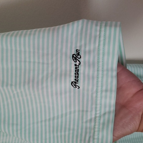 Foot joy mint green striped polo shirt, golf, summer, men's large. - Picture 4 of 7